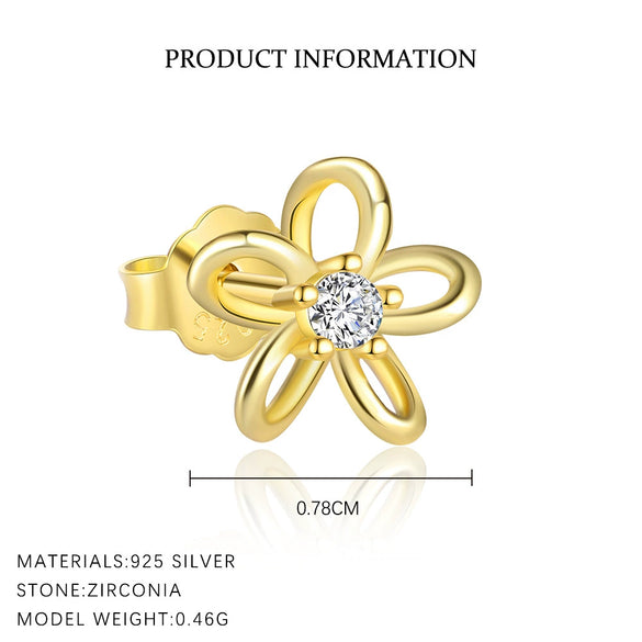 Wholesale Women's S925 Sterling Silver Hollow Flower Earrings Set With Zircon