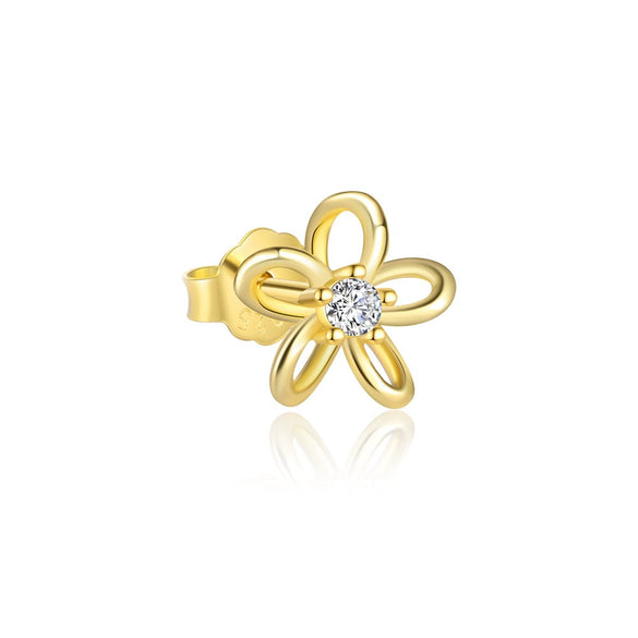 Wholesale Women's S925 Sterling Silver Hollow Flower Earrings Set With Zircon
