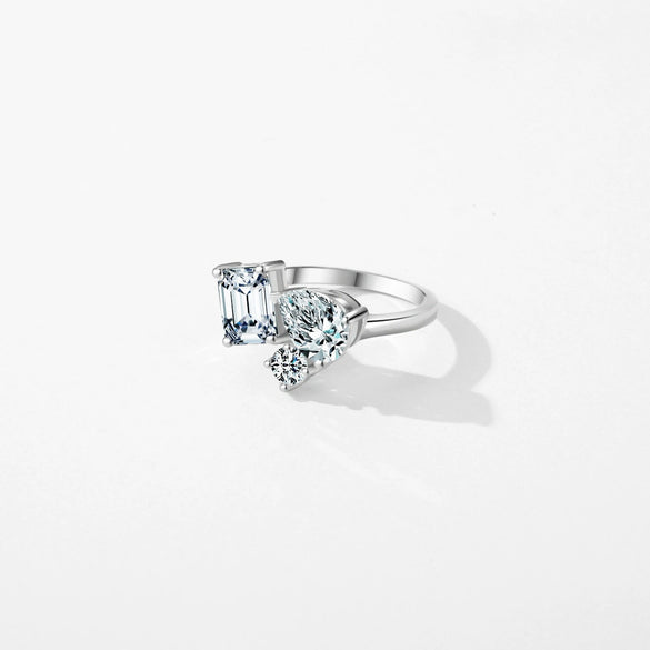 Wholesale Women's S925 Sterling Silver Inlaid Geometric Zircon Ring