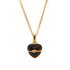 Wholesale Women's S925 Sterling Silver Inlaid Natural Black Agate Heart Shaped Pendant Necklace