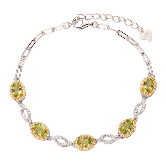 Wholesale Women's S925 Sterling Silver Inlaid Natural Garnet Peridot Electroplated Light Luxury Bracelet