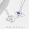 Wholesale Women's S925 Sterling Silver Inlaid Star Pendant Cross Chain Necklace