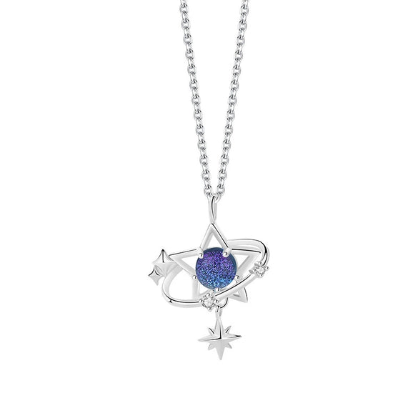 Wholesale Women's S925 Sterling Silver Inlaid Star Pendant Cross Chain Necklace
