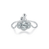 Wholesale Women's S925 Sterling Silver Inlaid Zircon Adjustable Ring With Geometric Pattern And Seiko Craft