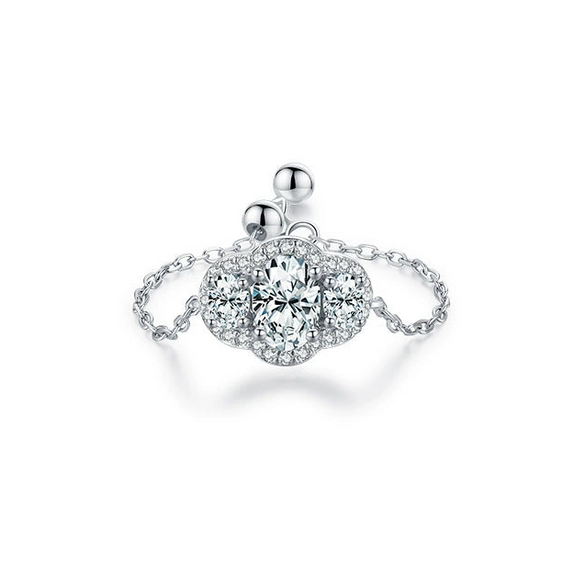 Wholesale Women's S925 Sterling Silver Inlaid Zircon Adjustable Ring With Geometric Pattern And Seiko Craft