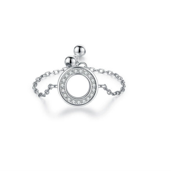 Wholesale Women's S925 Sterling Silver Inlaid Zircon Adjustable Ring With Geometric Pattern And Seiko Craft