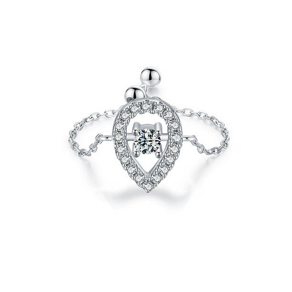 Wholesale Women's S925 Sterling Silver Inlaid Zircon Adjustable Ring With Geometric Pattern And Seiko Craft