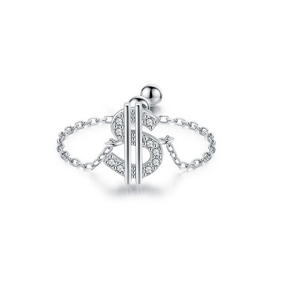 Wholesale Women's S925 Sterling Silver Inlaid Zircon Adjustable Ring With Geometric Pattern And Seiko Craft