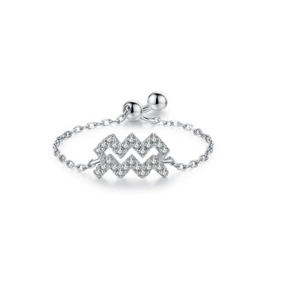Wholesale Women's S925 Sterling Silver Inlaid Zircon Adjustable Ring With Geometric Pattern And Seiko Craft