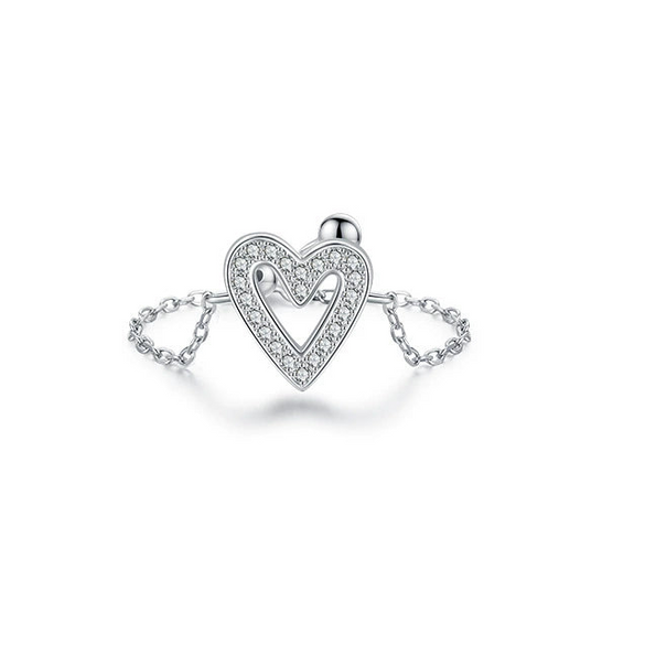 Wholesale Women's S925 Sterling Silver Inlaid Zircon Adjustable Ring With Geometric Pattern And Seiko Craft