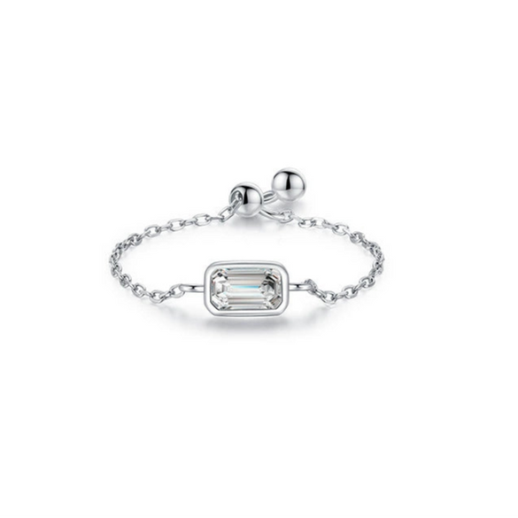 Wholesale Women's S925 Sterling Silver Inlaid Zircon Adjustable Ring With Geometric Pattern And Seiko Craft
