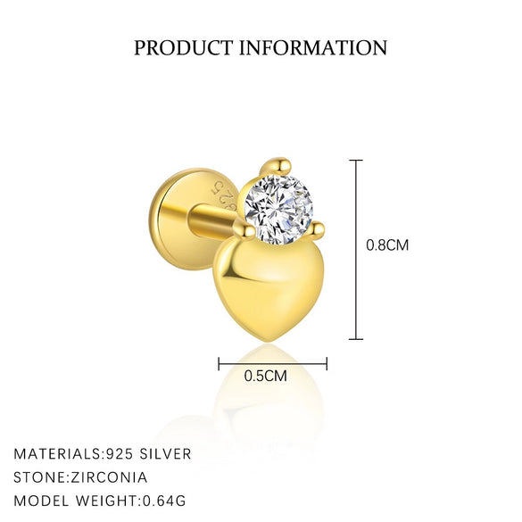 Wholesale Women's S925 Sterling Silver Inlaid Zircon Heartshaped Love Earrings