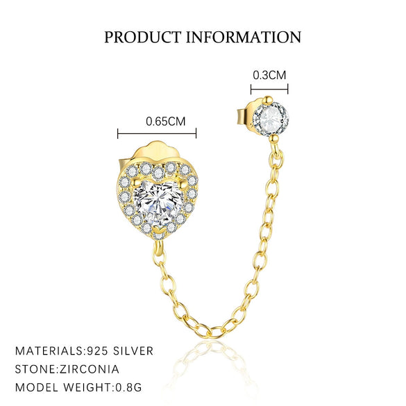 Wholesale Women's S925 Sterling Silver Inlaid Zircon Heartshaped Love Earrings