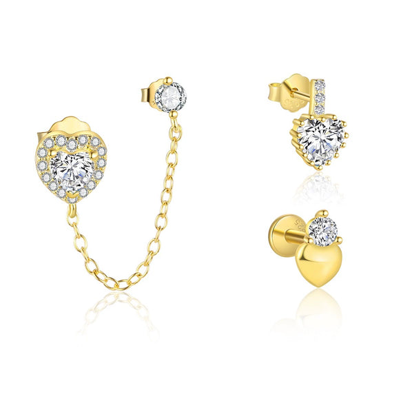 Wholesale Women's S925 Sterling Silver Inlaid Zircon Heartshaped Love Earrings