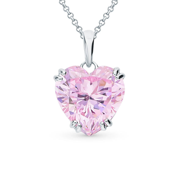 Wholesale Women's S925 Sterling Silver Inlaid Zircon Love Heart Pendant Necklace
