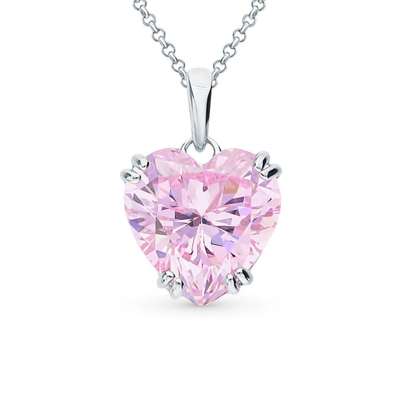 Wholesale Women's S925 Sterling Silver Inlaid Zircon Love Heart Pendant Necklace
