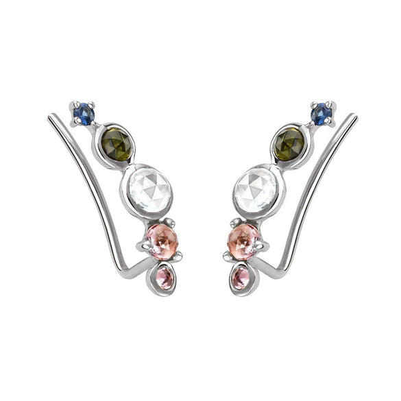 Wholesale Women's S925 Sterling Silver Inlaid Zircon Ushaped Simple Style Electroplated Earrings