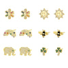 Wholesale Women's S925 Sterling Silver Inlaid Zirconium Flower And Geometric Earrings