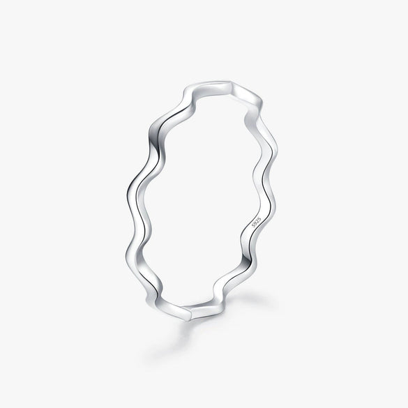 Wholesale Women's S925 Sterling Silver Ins Curve Wave Ring With Seiko Design