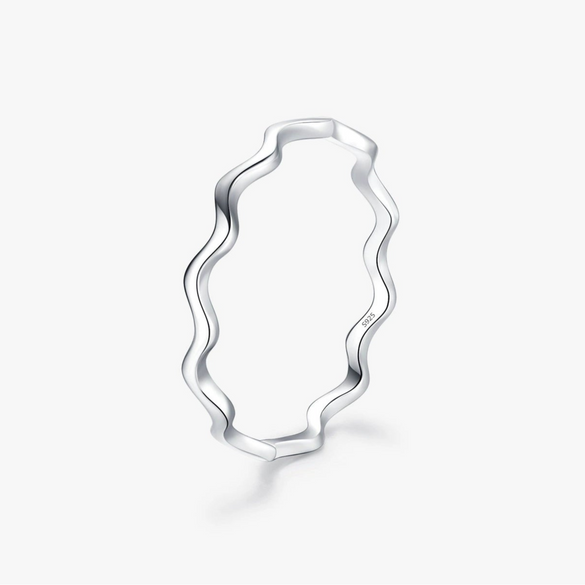 Wholesale Women's S925 Sterling Silver Ins Curve Wave Ring With Seiko Design