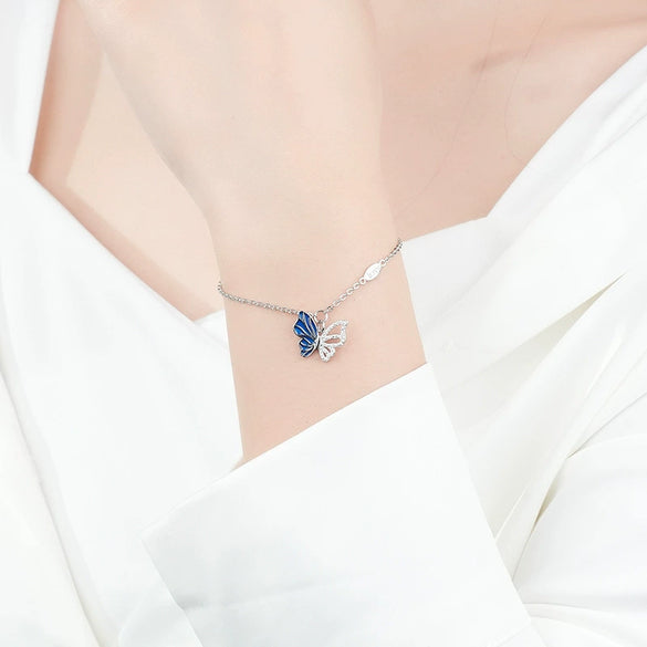 Wholesale Women's S925 Sterling Silver Insect Pattern Electroplated Butterfly Bracelet