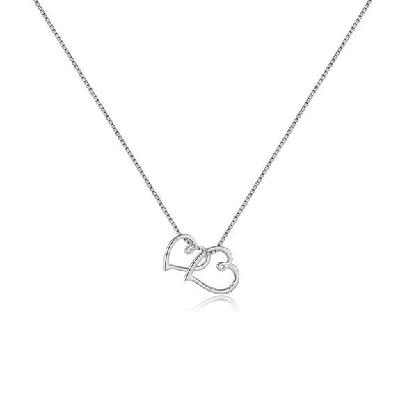 Wholesale Women's S925 Sterling Silver Interlocking Cut Out Heart Clavicle Chain Necklace With Electroplating In Retro Stylish And Classic Design