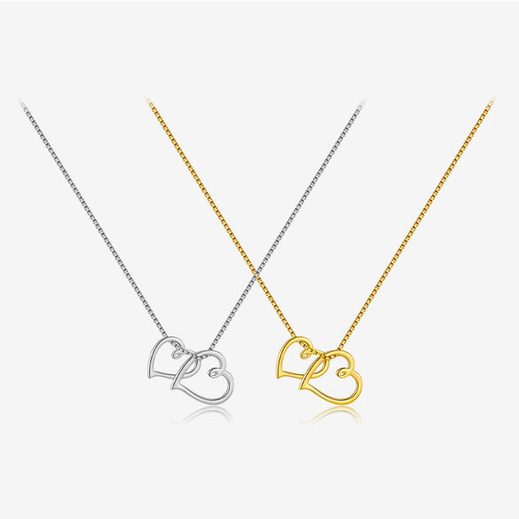 Wholesale Women's S925 Sterling Silver Interlocking Cut Out Heart Clavicle Chain Necklace With Electroplating In Retro Stylish And Classic Design