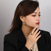 Wholesale Women's S925 Sterling Silver Irregular Water Ripple Geometric Electroplated Earrings