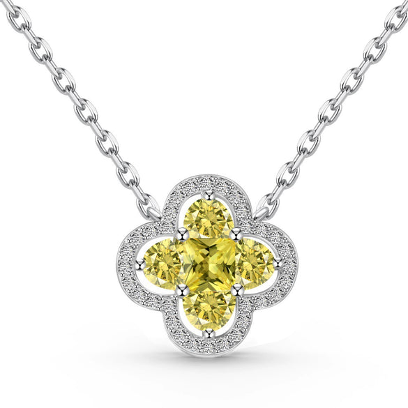 Wholesale Women's S925 Sterling Silver Jewelry Set With Clover Shape And Color Zirconium Inlaid Light Luxury Style Electroplated