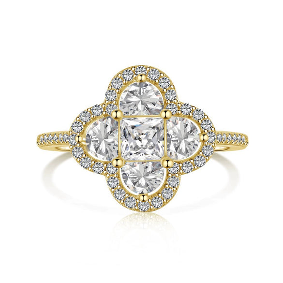 Wholesale Women's S925 Sterling Silver Jewelry Set With Clover Shape And Color Zirconium Inlaid Light Luxury Style Electroplated