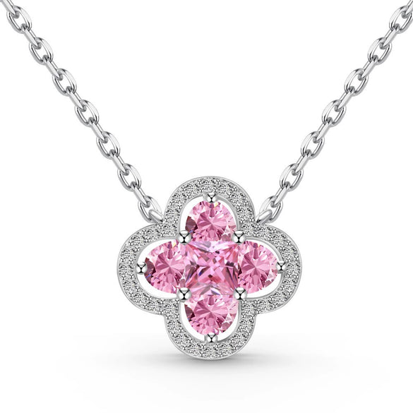 Wholesale Women's S925 Sterling Silver Jewelry Set With Clover Shape And Color Zirconium Inlaid Light Luxury Style Electroplated