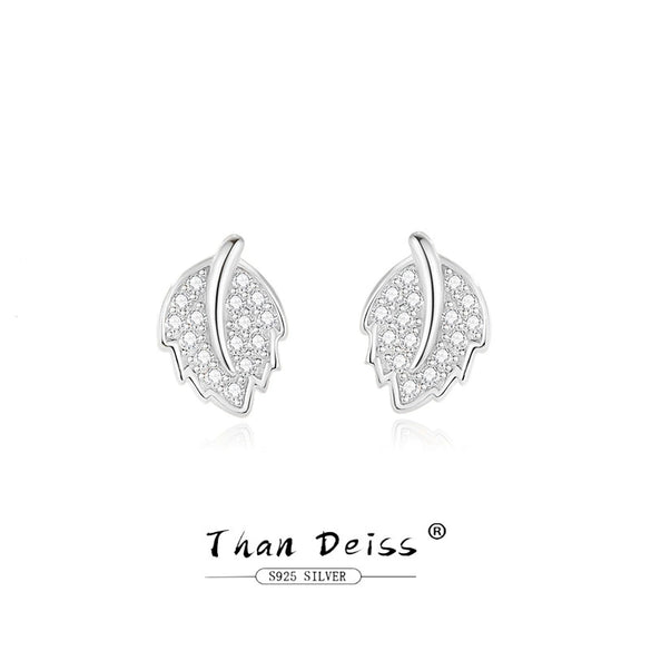 Wholesale Women's S925 Sterling Silver Leaf Earrings With Electroplating Simple Fresh Style