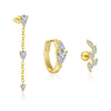 Wholesale Women's S925 Sterling Silver Leaf Style Earrings With Zirconium Tassel