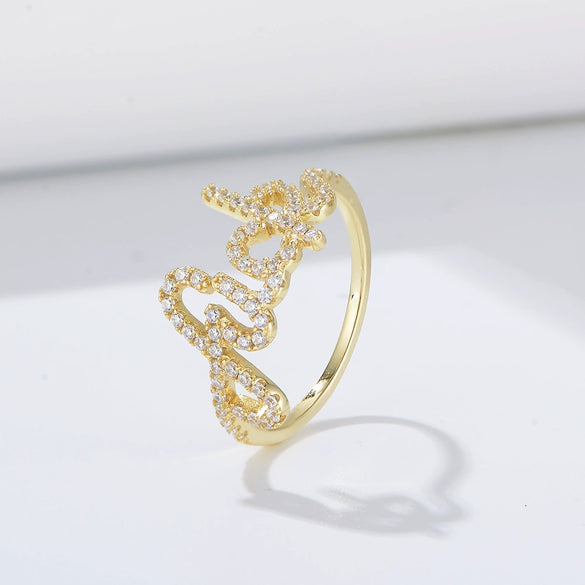 Wholesale Women's S925 Sterling Silver Letter Ring With Microencrusted Zircon And Highend Design