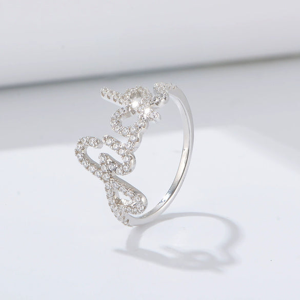 Wholesale Women's S925 Sterling Silver Letter Ring With Microencrusted Zircon And Highend Design