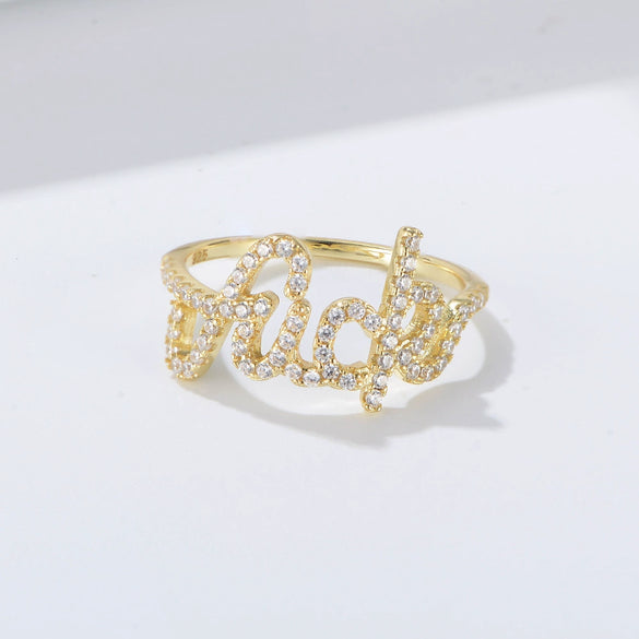 Wholesale Women's S925 Sterling Silver Letter Ring With Microencrusted Zircon And Highend Design