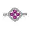 Wholesale Women's S925 Sterling Silver Light Luxury Floral Open Ring With Fourleaf Cone Zircon And Electroplating