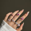 Wholesale Women's S925 Sterling Silver Light Luxury Floral Open Ring With Fourleaf Cone Zircon And Electroplating