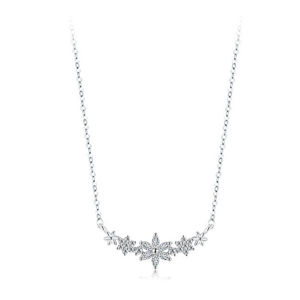 Wholesale Women's S925 Sterling Silver Light Luxury Flower Cross Chain Necklace With Seiko Design