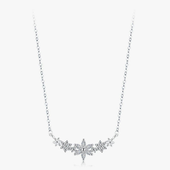 Wholesale Women's S925 Sterling Silver Light Luxury Flower Cross Chain Necklace With Seiko Design