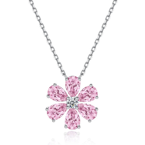 Wholesale Women's S925 Sterling Silver Light Luxury Flower Pattern Diamond Inlaid Clavicle Necklace