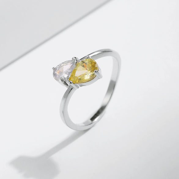 Wholesale Women's S925 Sterling Silver Light Luxury Interwoven Teardrop Design Ring