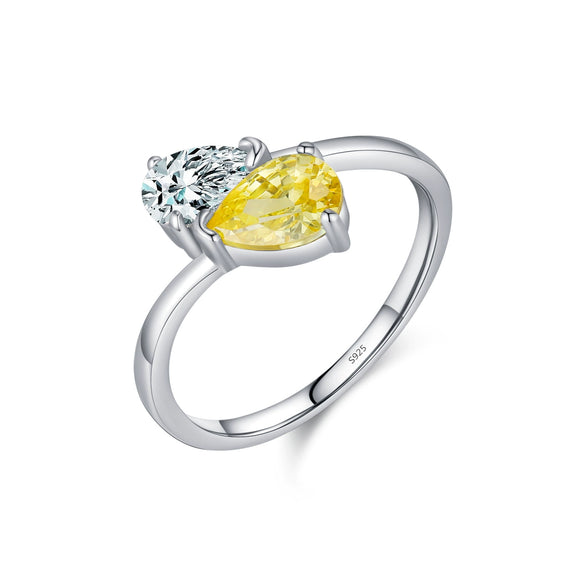 Wholesale Women's S925 Sterling Silver Light Luxury Interwoven Teardrop Design Ring