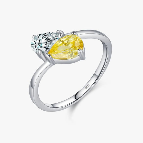 Wholesale Women's S925 Sterling Silver Light Luxury Interwoven Teardrop Design Ring