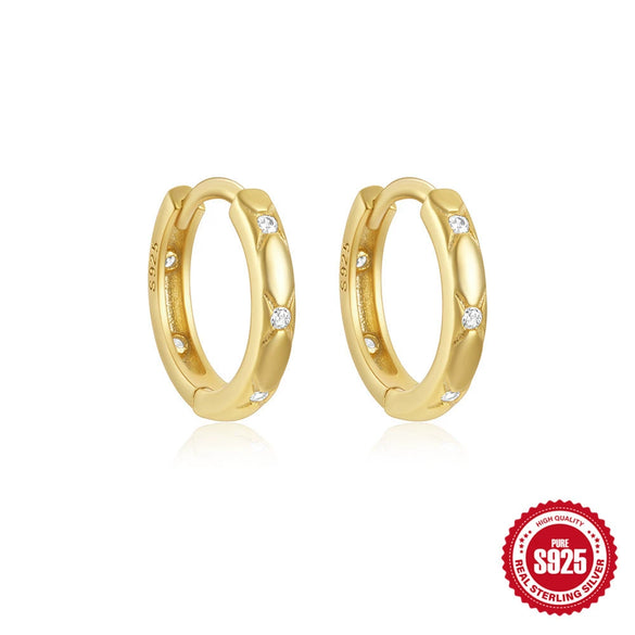 Wholesale Women's S925 Sterling Silver Lightning Zircon Inlaid Geometric Ear Buckle Earrings