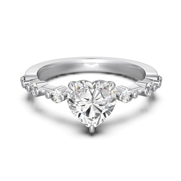 Wholesale Women's S925 Sterling Silver Love Heart Shape Zirconium Inlay Electroplated Ring Jewelry