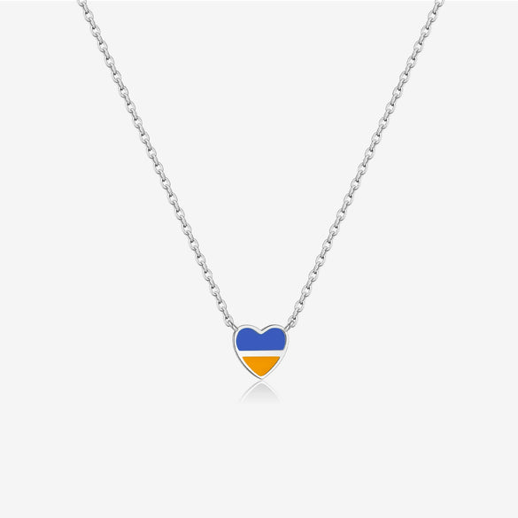 Wholesale Women's S925 Sterling Silver Love Pendant Necklace With Gold Enamel And Geometric Pattern Electroplated