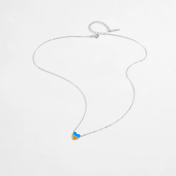 Wholesale Women's S925 Sterling Silver Love Pendant Necklace With Gold Enamel And Geometric Pattern Electroplated