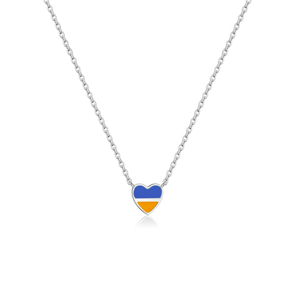 Wholesale Women's S925 Sterling Silver Love Pendant Necklace With Gold Enamel And Geometric Pattern Electroplated