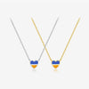 Wholesale Women's S925 Sterling Silver Love Pendant Necklace With Gold Enamel And Geometric Pattern Electroplated